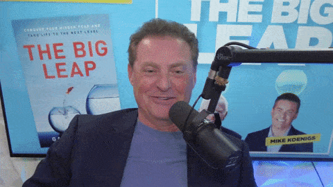 GIF showing Gay Hendricks and Mike Koenigs speaking during the recording of podcast episode #68