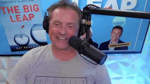 GIF showing Gay Hendricks and Mike Koenigs speaking during the recording of podcast episode #70